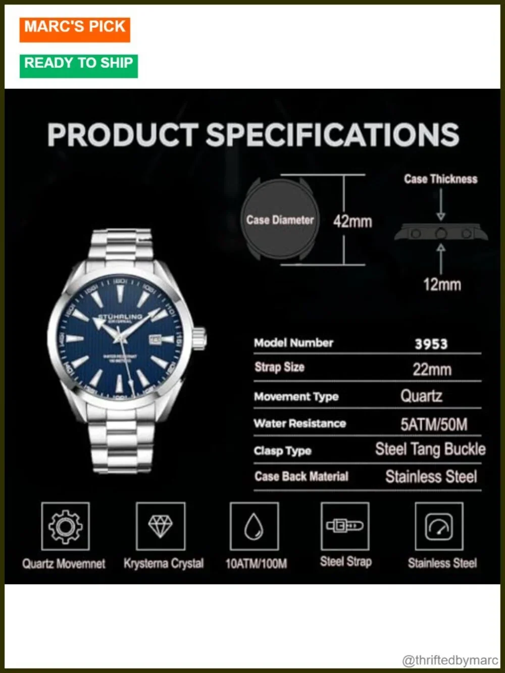 Men's Dress Watch - Analog Date Display Steel Case Leather Band
